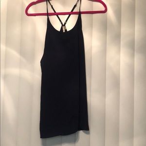 Navy blue spaghetti strap razor back blouse